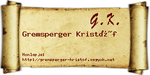 Gremsperger Kristóf névjegykártya